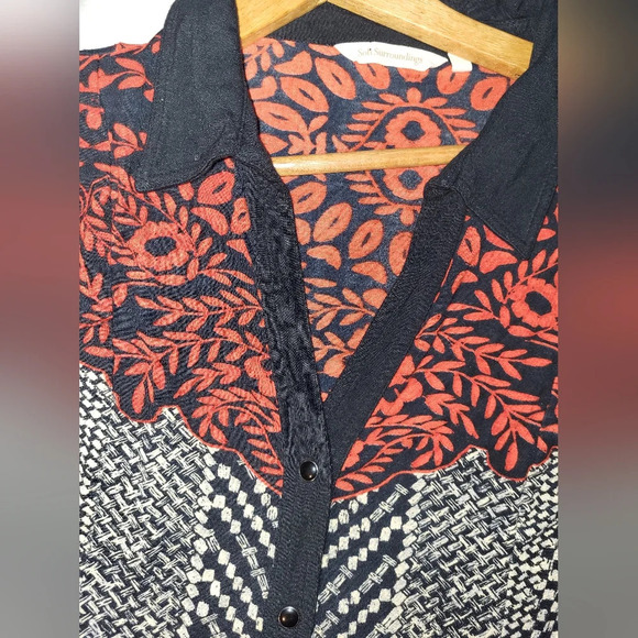 Soft Surroundings Floral Print Blouse Top Snap Buttons Size X Large Petite - Picture 5 of 8